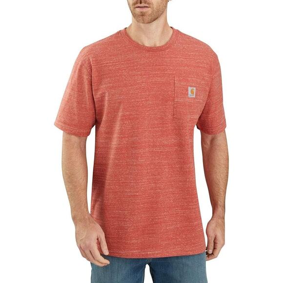 Carhartt Men's Original Fit Heavyweight Pocket T-Shirt in Red Marl -  Size M - Picture 1 of 7
